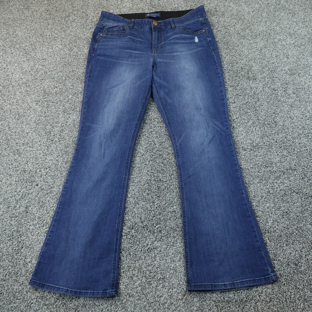 Democracy Jeans Womens 14 Dark Blue Denim Pants Ab Solution Flare Boot Stretch